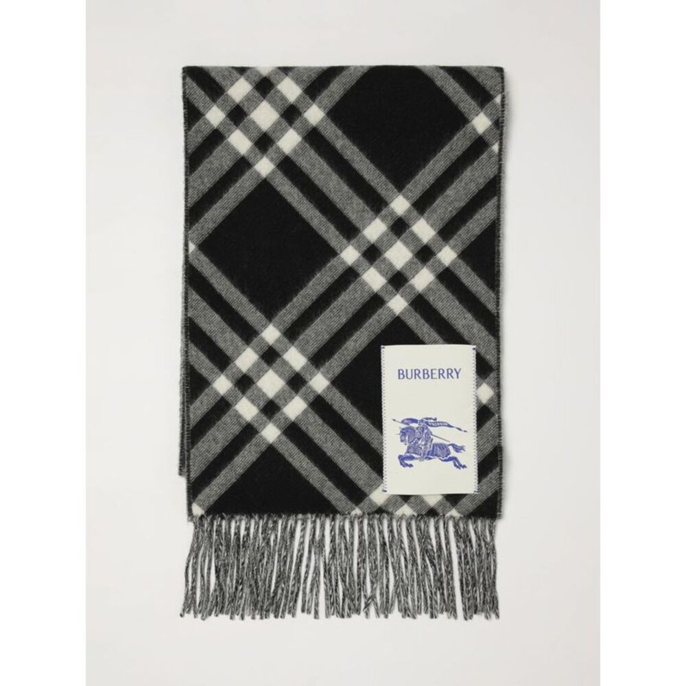 Burberry Men Men's Fringed Check Pure Cashmere Scarf Burberry